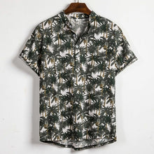 Load image into Gallery viewer, Men Linen Short Sleeve Shirt Summer Floral Loose Baggy Casual Holiday Shirts Tee Tops - manfastion
