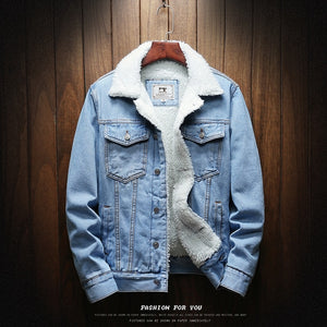 Men Light Blue Winter Jean Jackets - manfastion