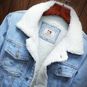 Men Light Blue Winter Jean Jackets - manfastion