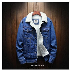 Men Light Blue Winter Jean Jackets - manfastion