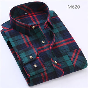 2019 Spring Autumn Flannel Men Plaid Shirt Long Sleeve Men's Warm - manfastion