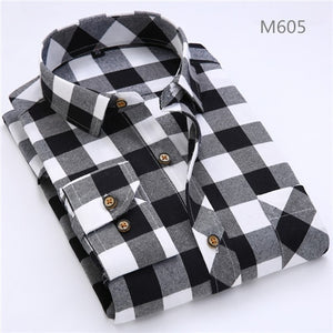 2019 Spring Autumn Flannel Men Plaid Shirt Long Sleeve Men's Warm - manfastion