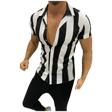 Load image into Gallery viewer, Striped Shirts Streetwear Men Casual Shirts Printed Homme Short Slim - manfastion